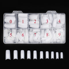 Beuniar tips de uñas acrílicas blancas con caja de almacenamiento práctico