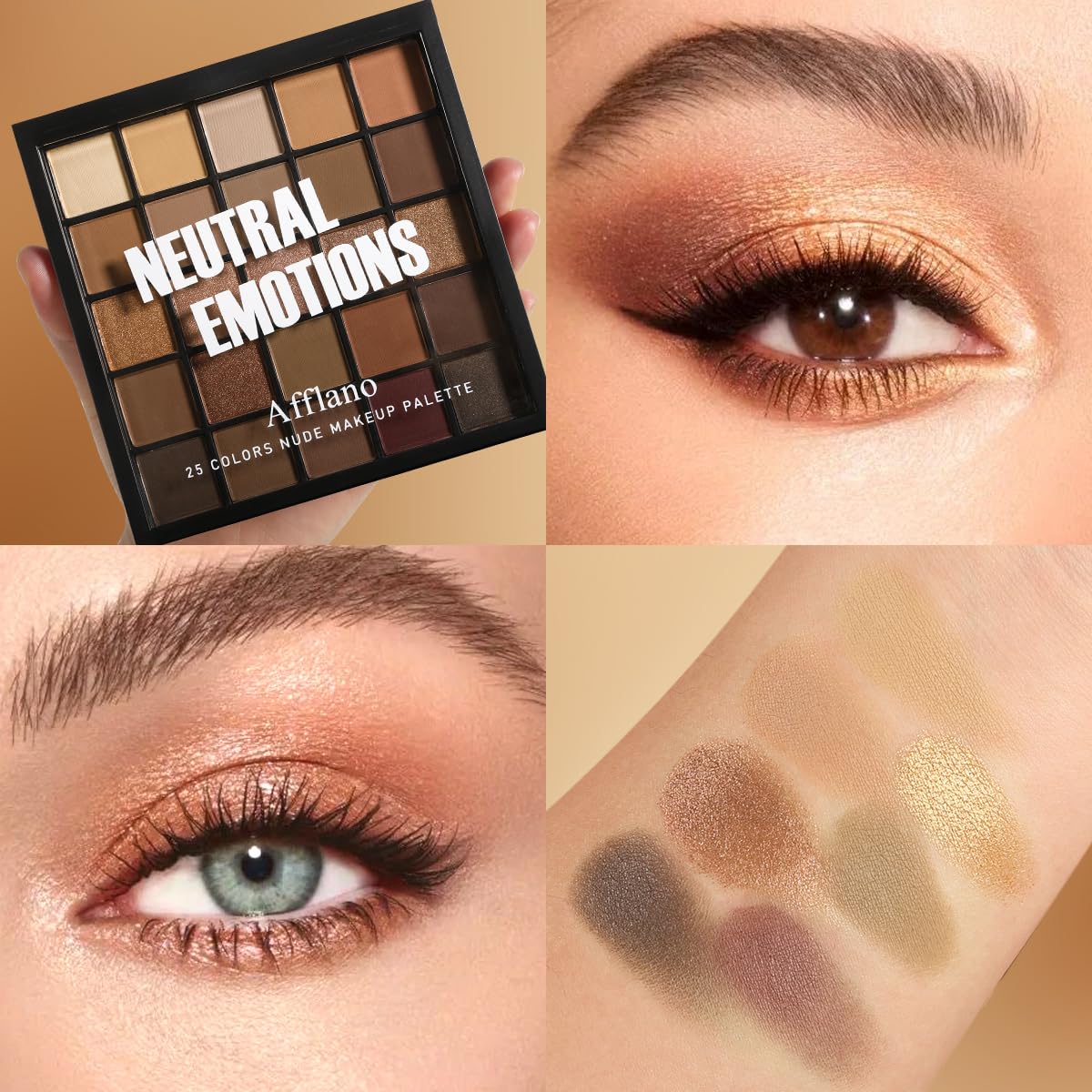 BEUSELF Paleta de sombras para ojos en tonos marrón/bronce.