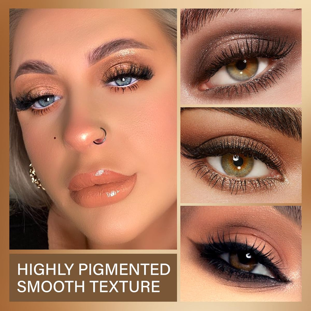 Sombras BEUSELF neutras con acabado mate y brillos para ojos.