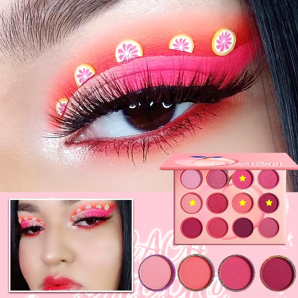 BEUSELF Sombras rosa peach con pigmentación intensa para un acabado suave.