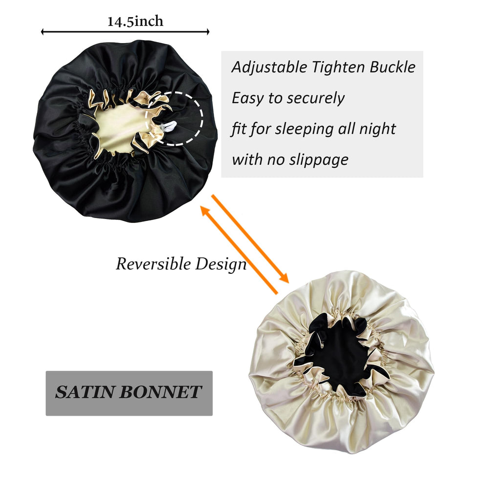Beutyme Bonete de satén con ajuste cómodo; ideal para cabello rizado durante la noche.