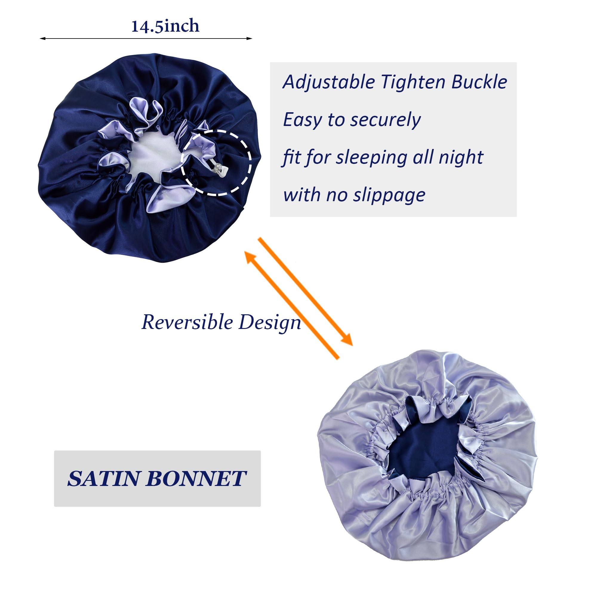 Beutyme Bonete de Satén con diseño reversible para cambiar color y estilo nocturno.