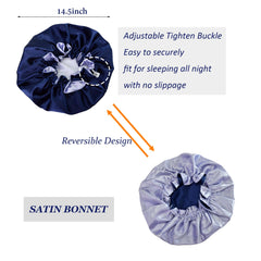 Beutyme Bonete de Satén con diseño reversible para cambiar color y estilo nocturno.
