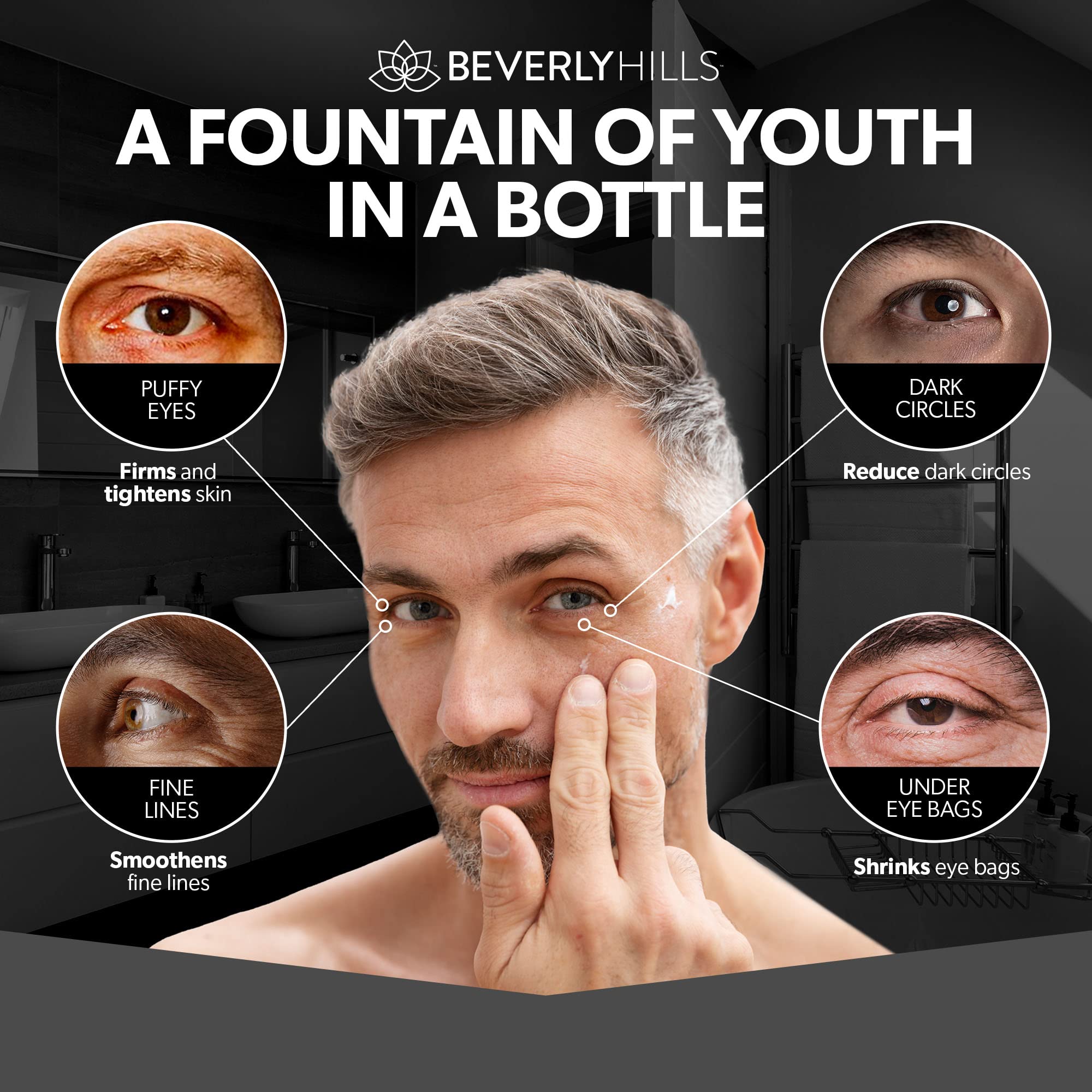 Beverly Hills Men aplicación diaria, ritual de cuidado facial.
