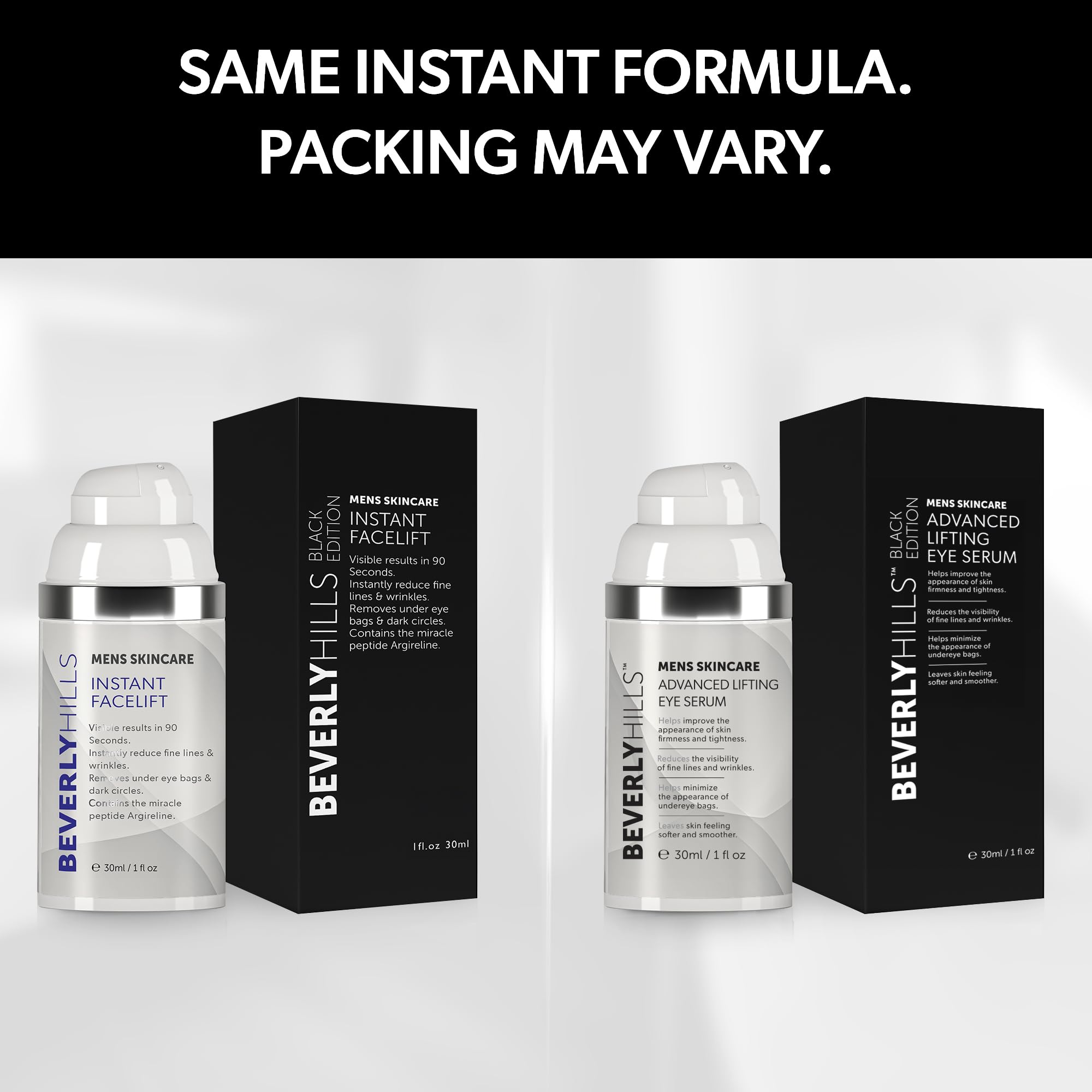 Beverly Hills Men suero para ojos, aplicador, reduce ojeras visibles.