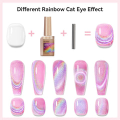 Bevimee gel con acabado brillante iridiscente para uñas llamativas.