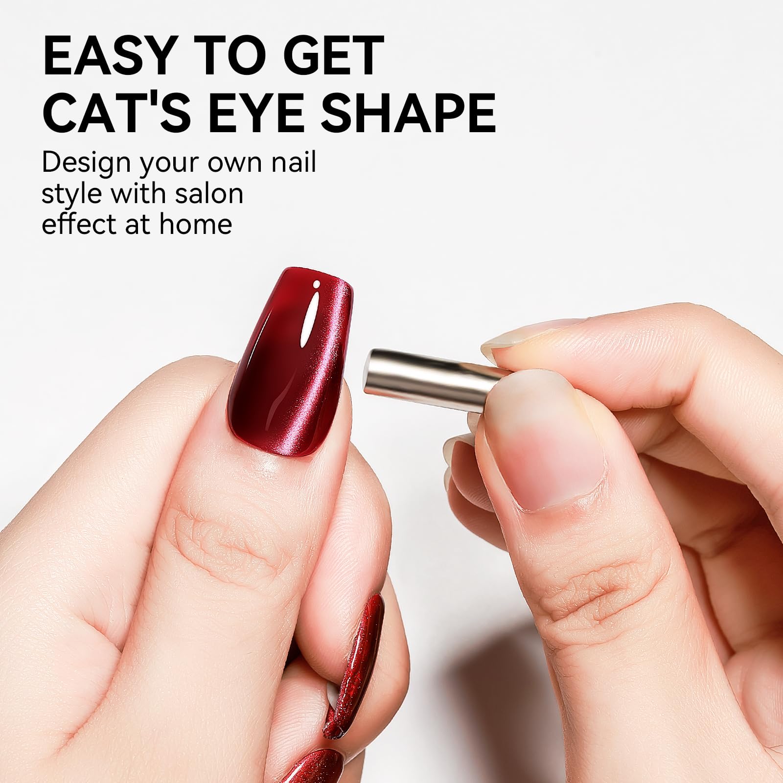 Bevimee gel Cat Eye, textura brillante con alta cobertura para uñas vibrantes.