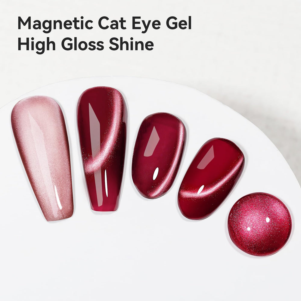 Bevimee Cat Eye Luna, primer plano con acabado luna y brillo espejo.