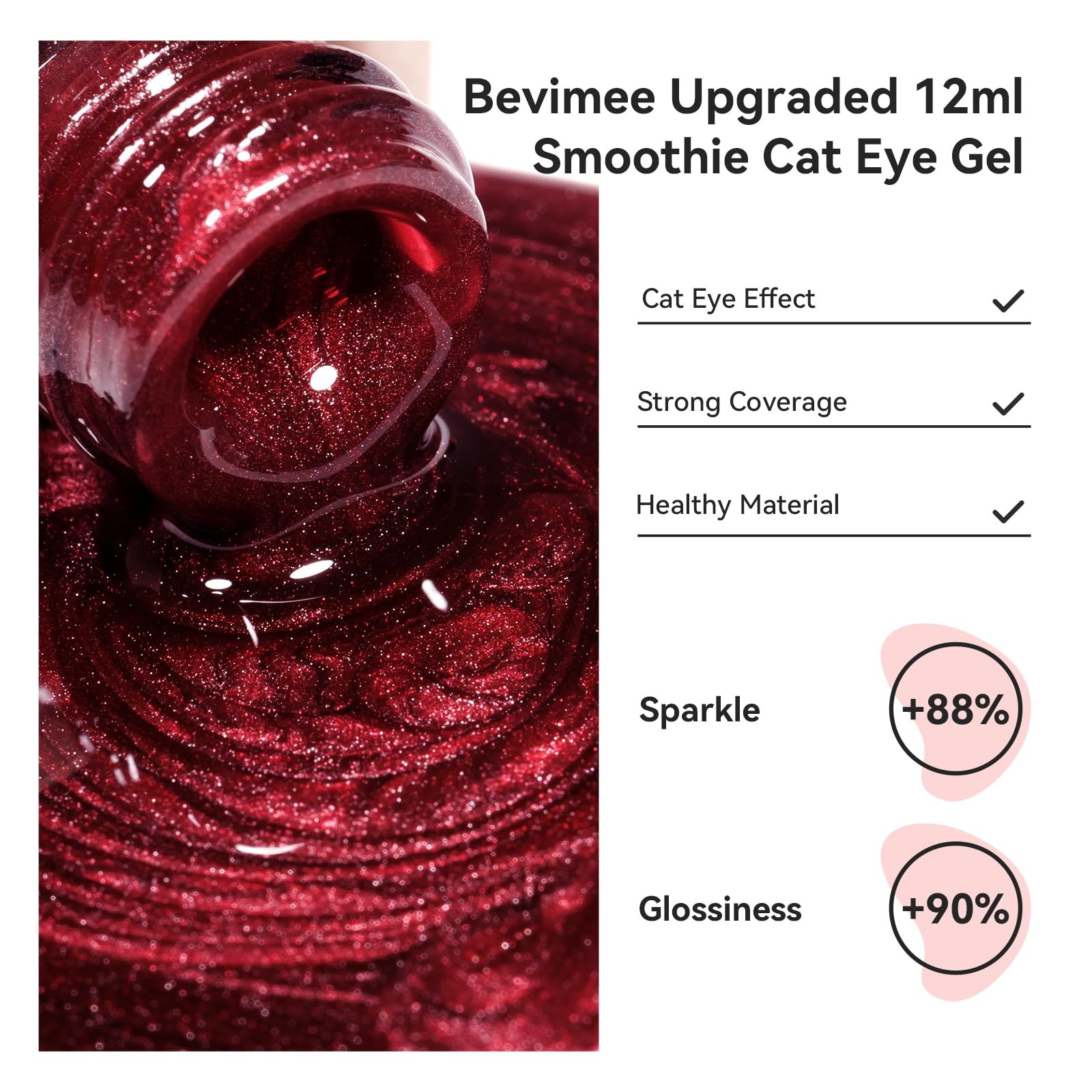Bevimee gel Cat Eye magnet, primer plano del imán para crear efectos variados.