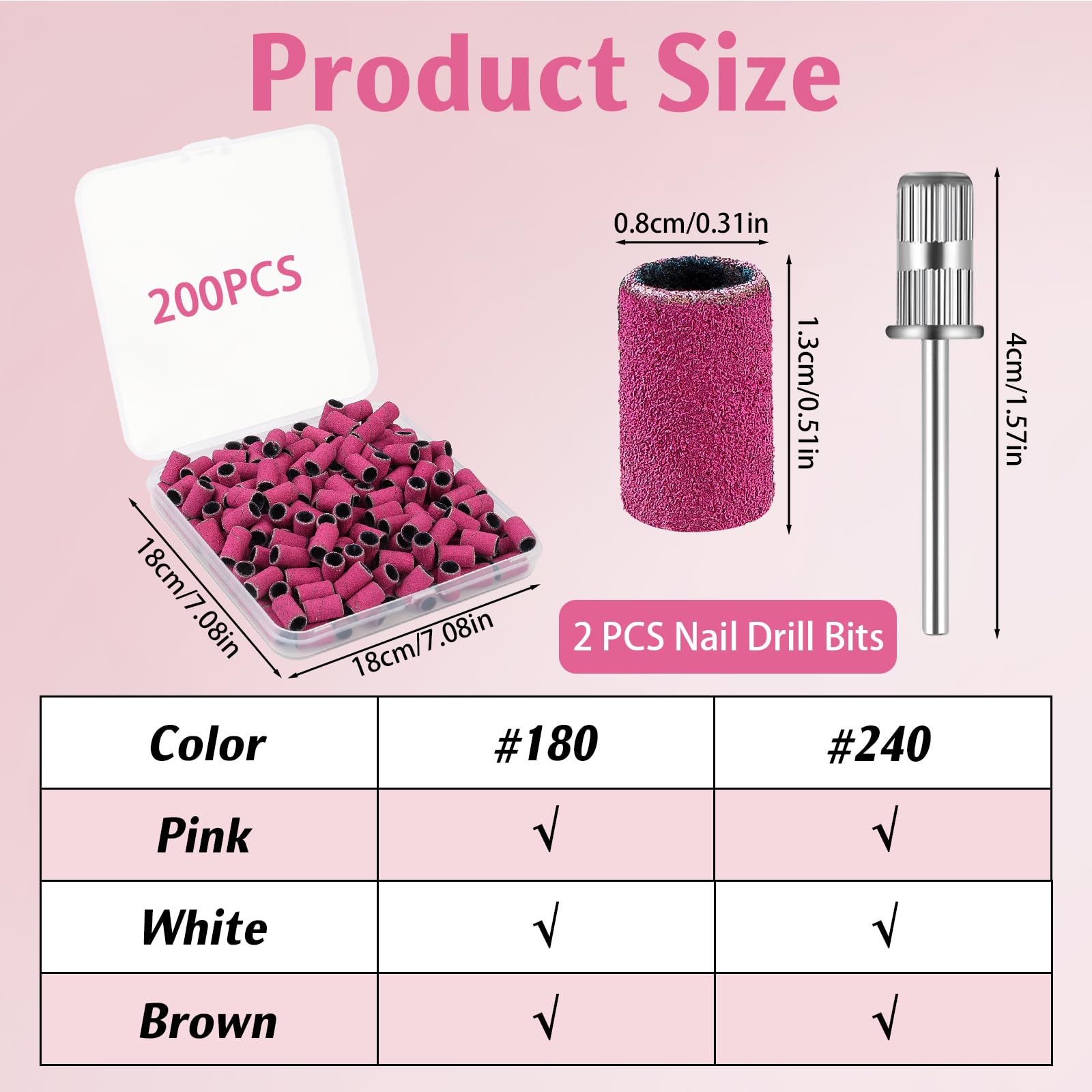 BEVTEE bandas lijado de grano 240 rosa para dar forma y pulir uñas