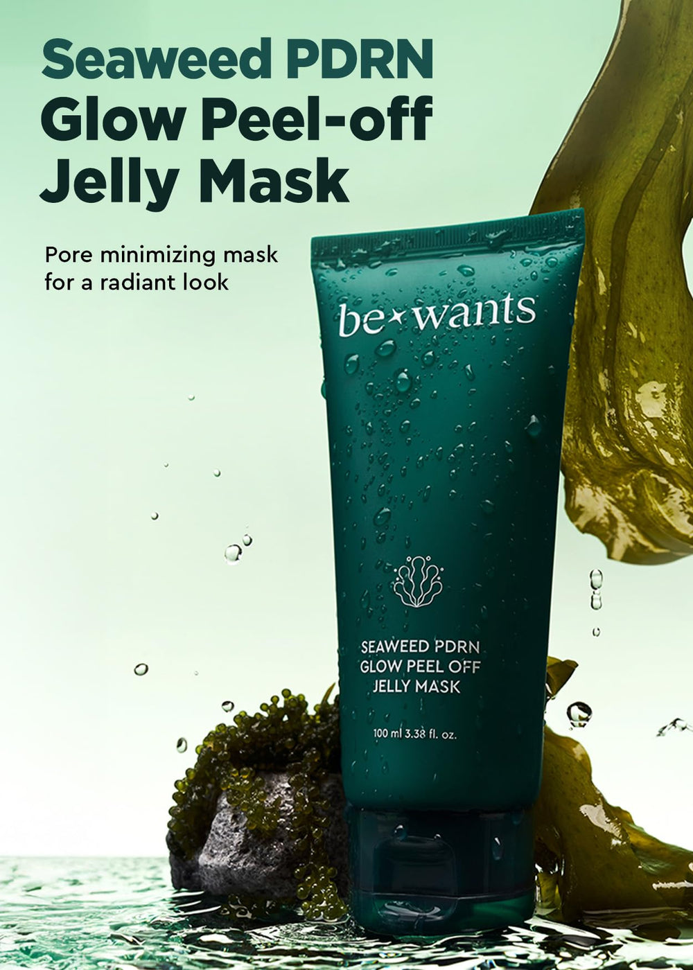 BE+WANTS Mascarilla de algas PDRN, textura gelatinosa facilita la aplicación suave