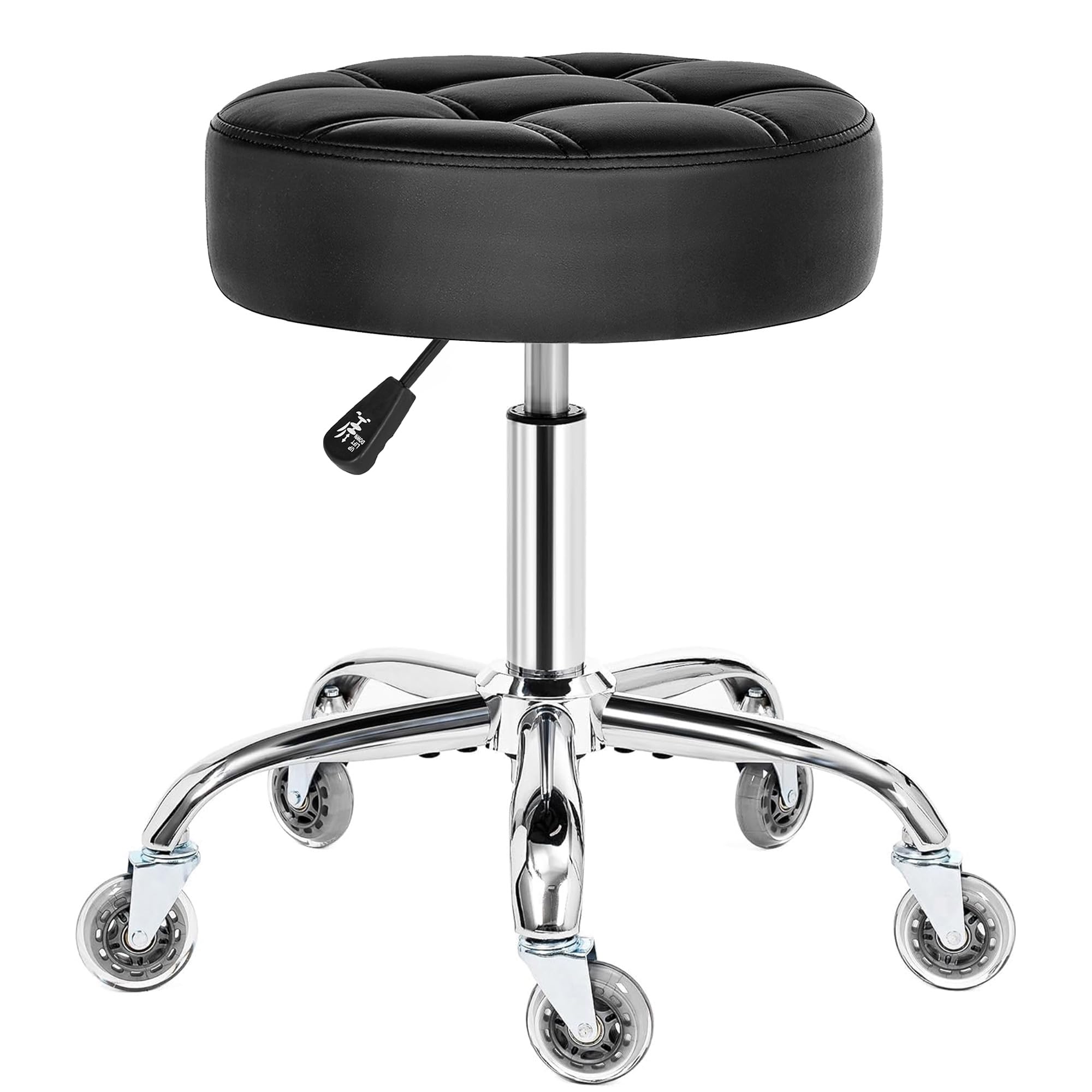BEWISHOME silla rodante con asiento de PU grueso para comodidad prolongada.