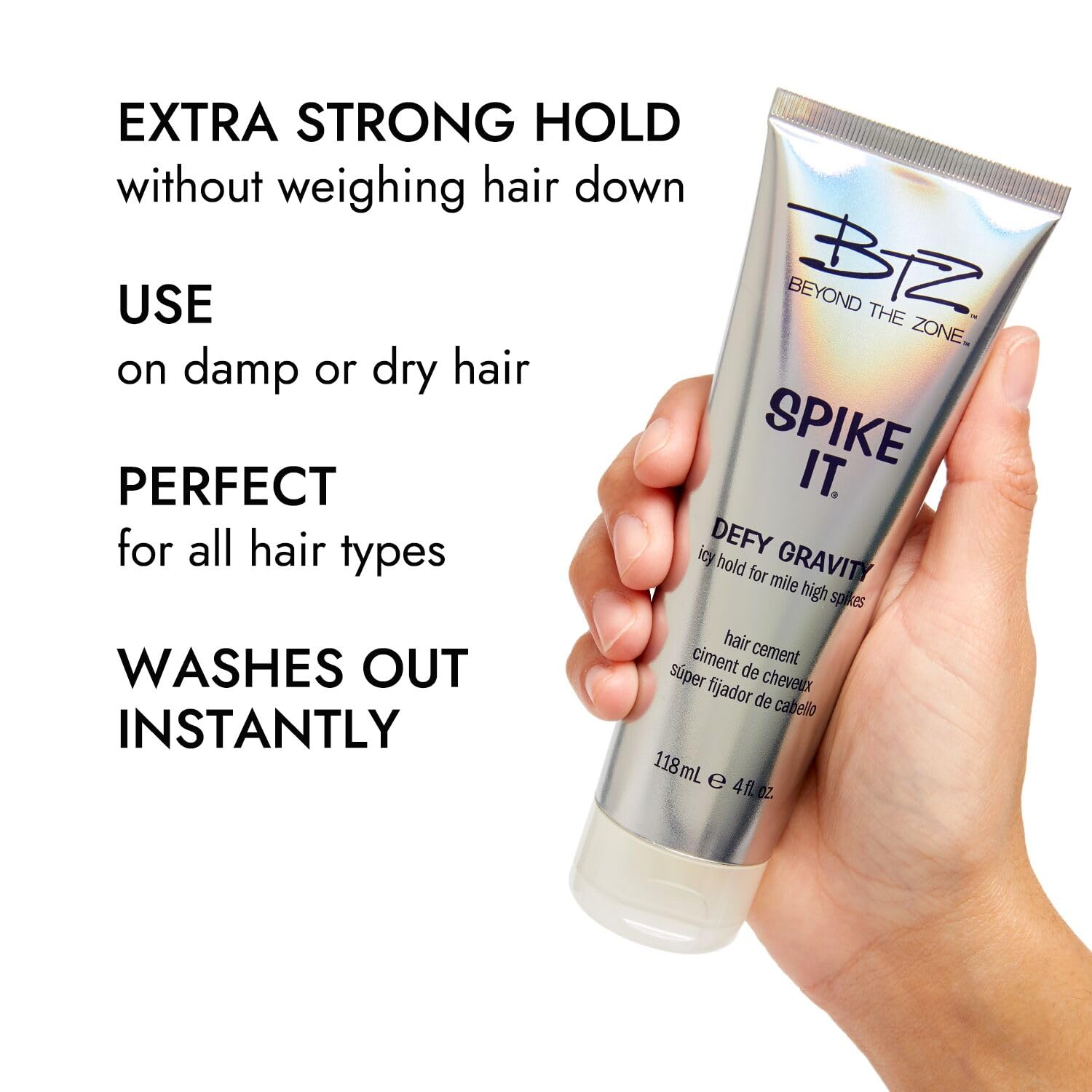 Beyond the Zone Spike It cemento para cabello, apto para todos los tipos de cabello.
