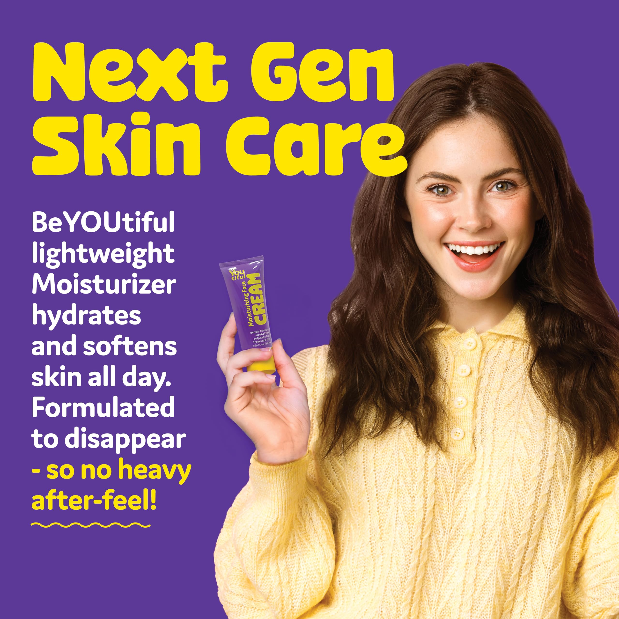 BeYoutiful crema facial con ingredientes veganos, sin sulfatos ni parabenos.