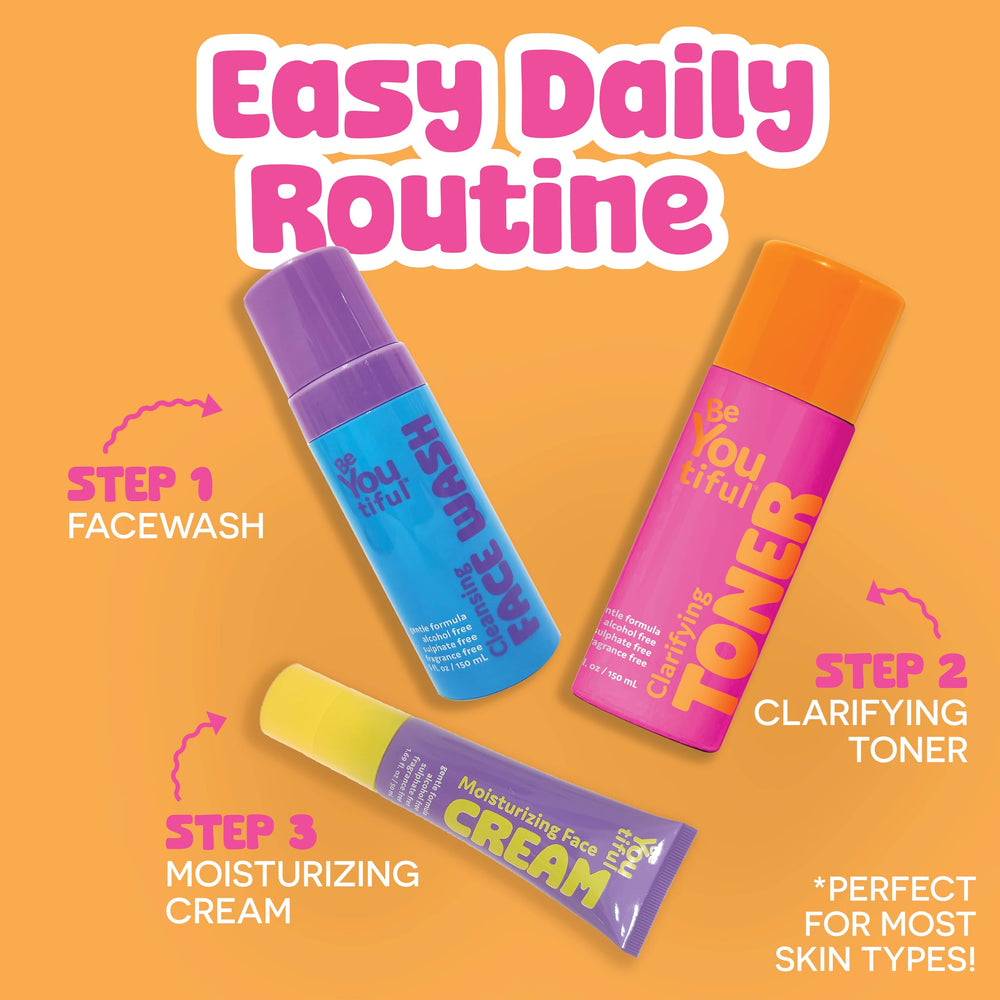 BeYoutiful Tónico Clarificador Facial diseñado para adolescentes y tweens, cuidado diario seguro.