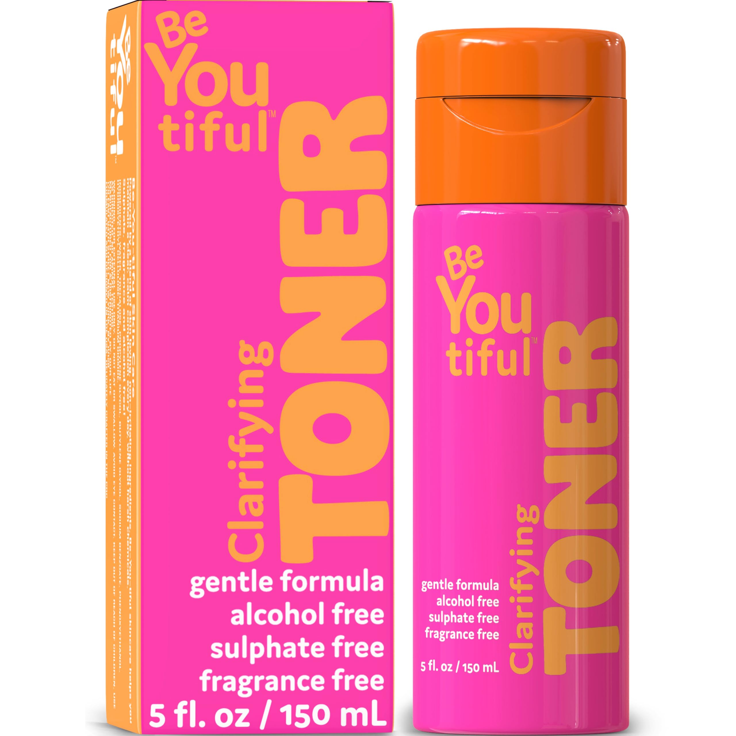 BeYoutiful Tónico Clarificador Facial con etiqueta clara para piel sensible.
