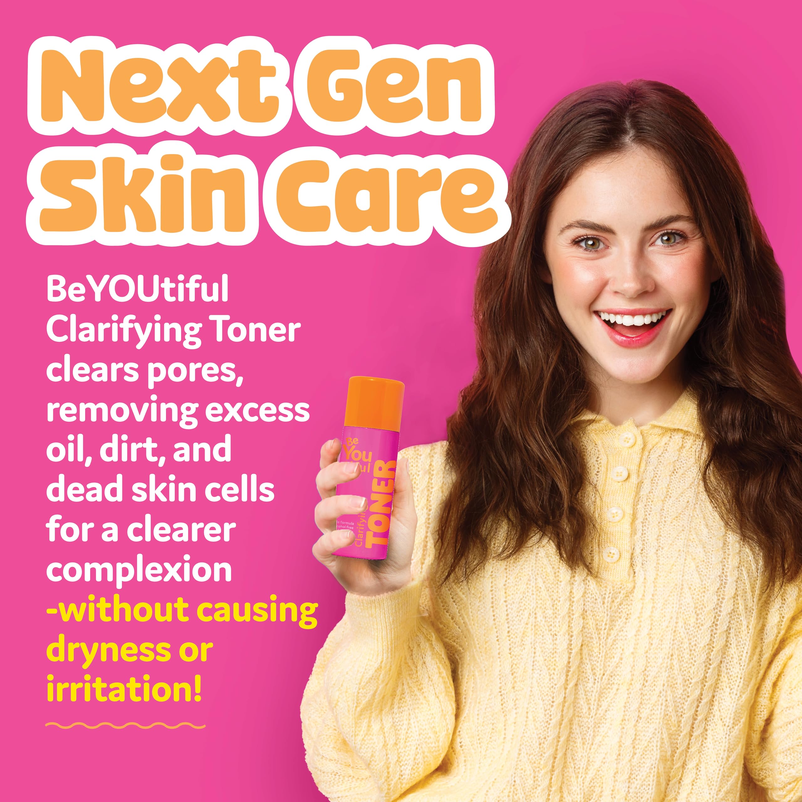 BeYoutiful Tónico Clarificador Facial ingredientes suaves sin alcohol para piel delicada.