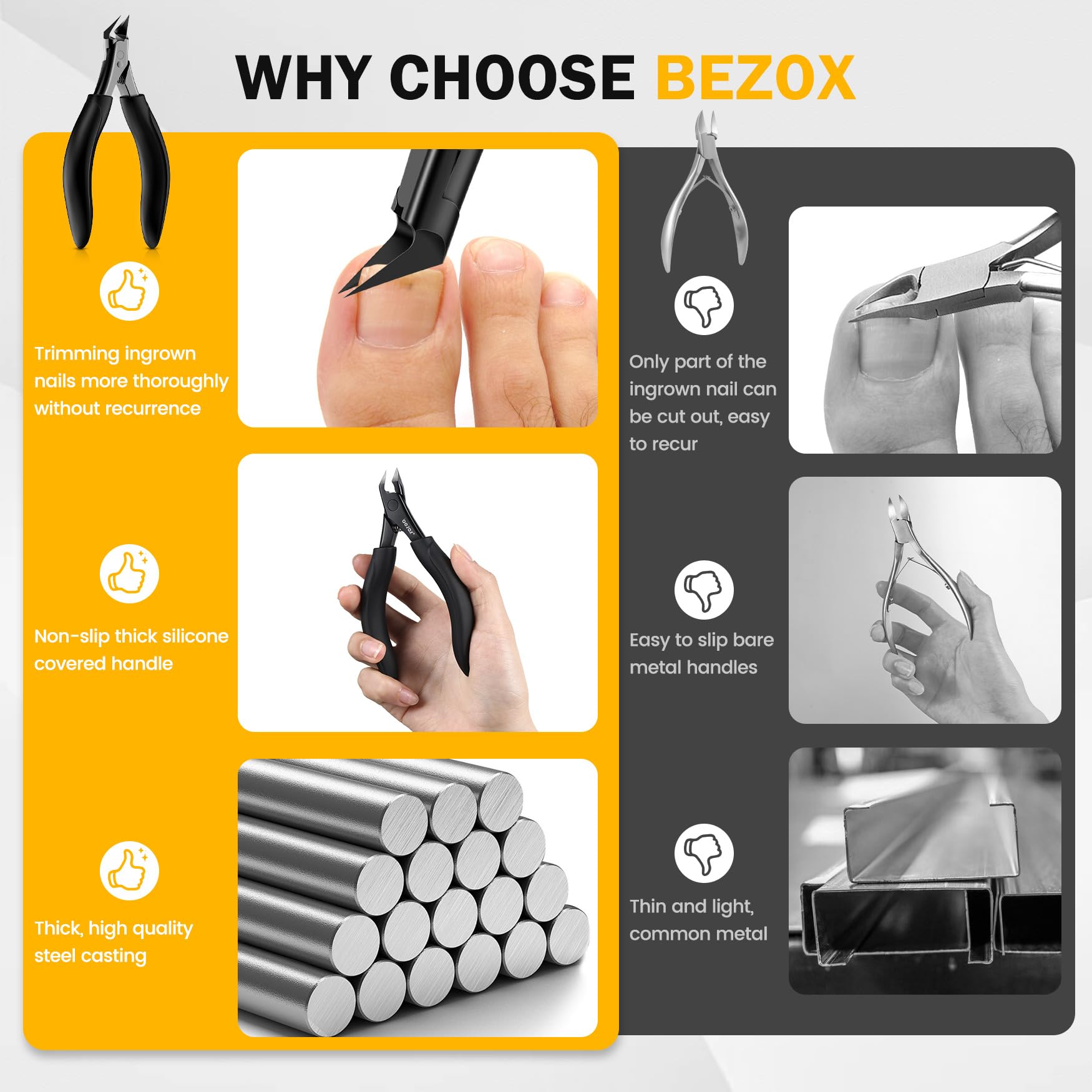 BEZOX cortauñas acero inoxidable duradero