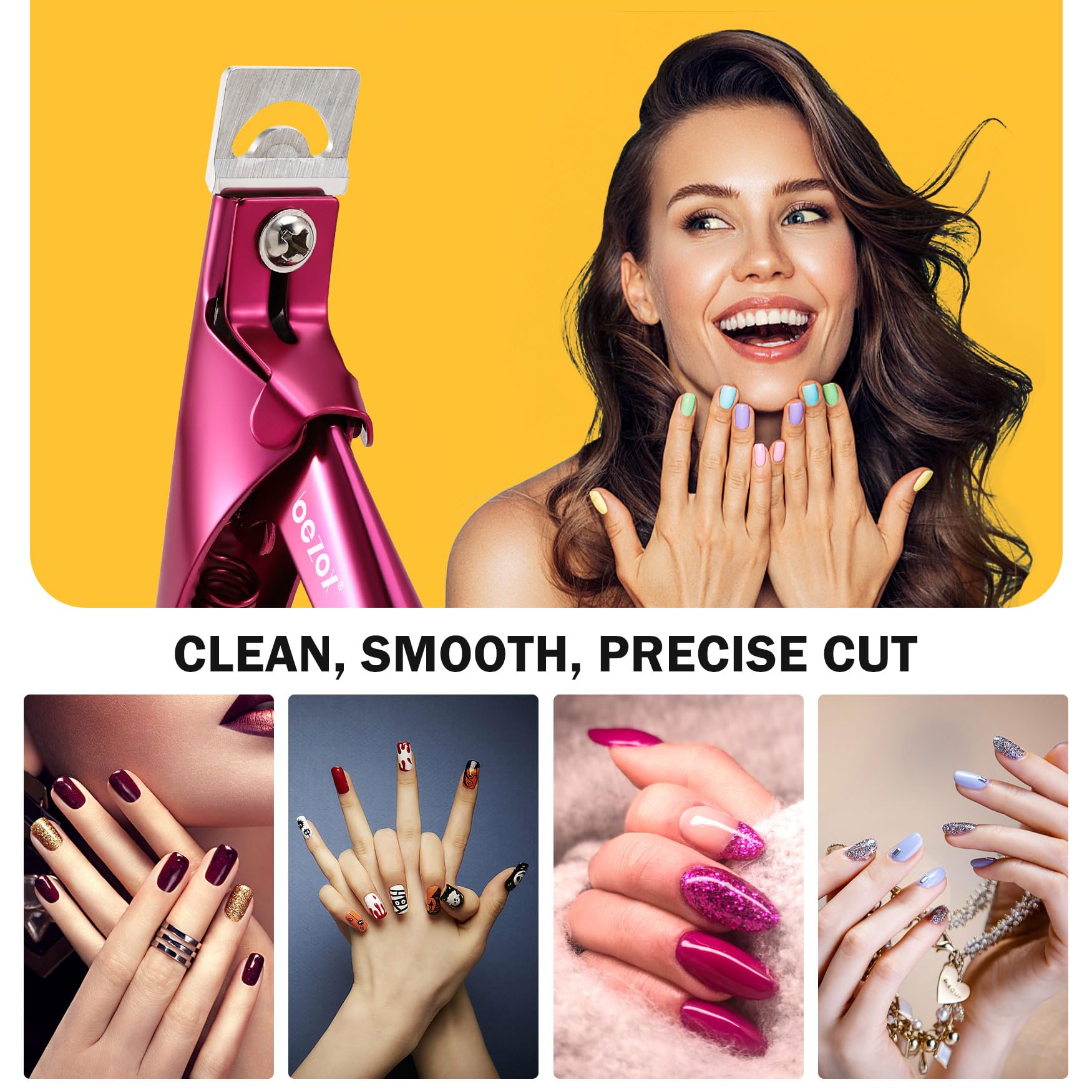 BEZOX corta uñas acrílicas con tres ángulos de corte.