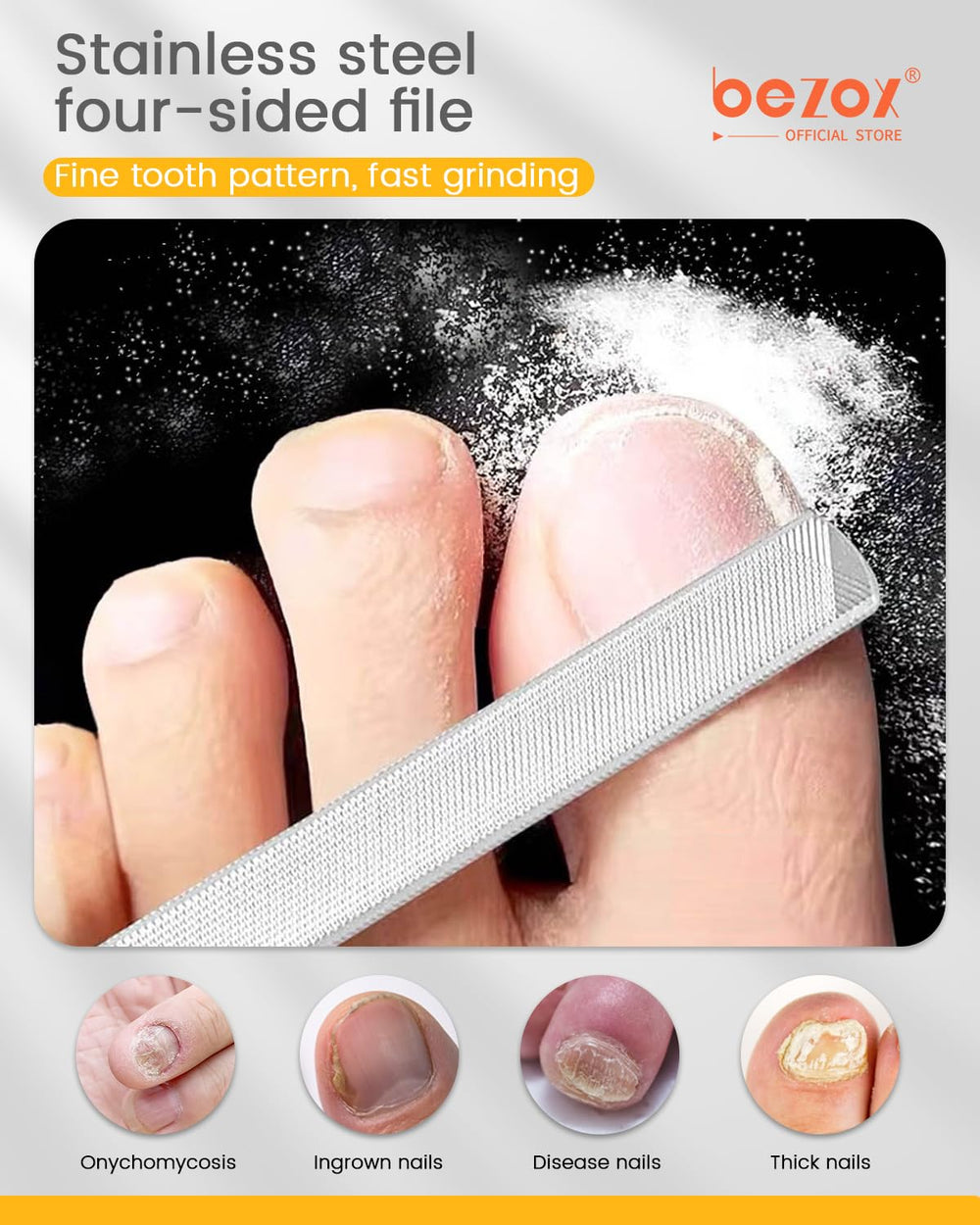 BEZOX lifter doble extremo para uñas, levanta y limpia debajo con precisión.