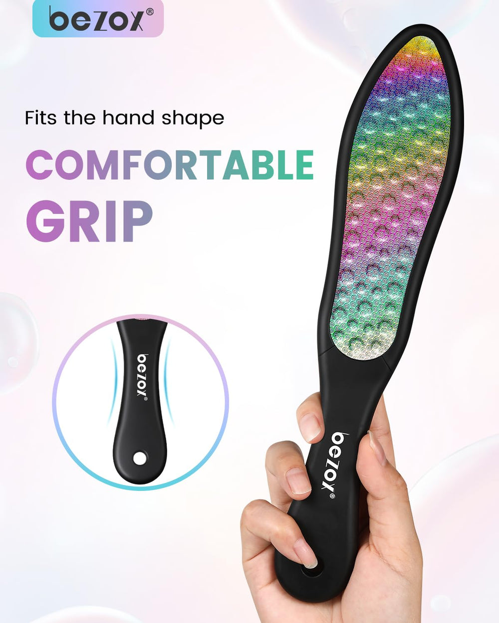 BEZOX Mango ergonómico de silicona para un agarre cómodo.