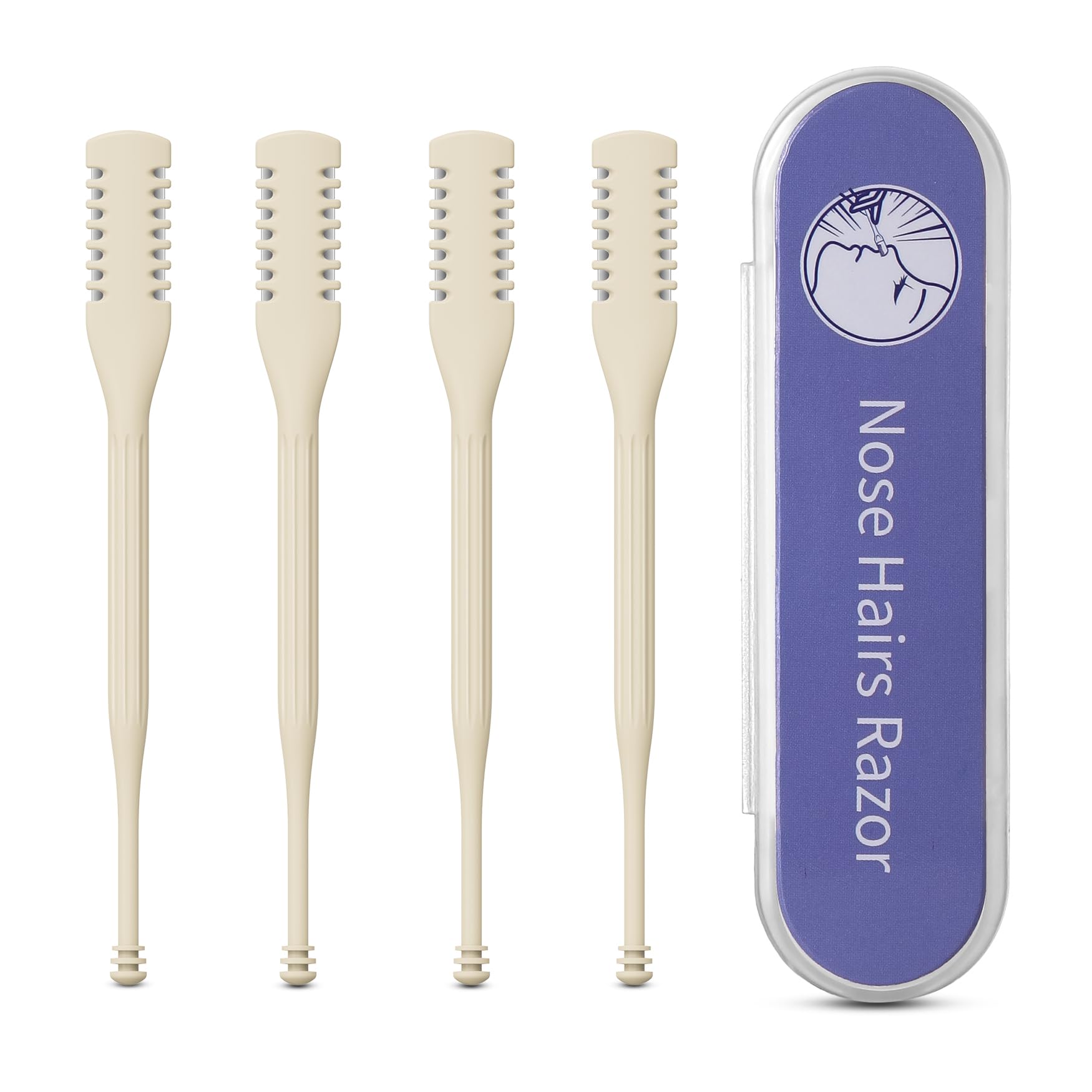 BEZOX recortador de pelos nasales manual, paquete4, estuche compacto para viaje.