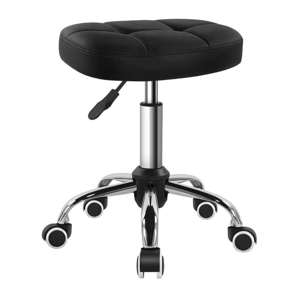 BFTOU silla giratoria negra con ruedas, ideal para spa y estudio profesional