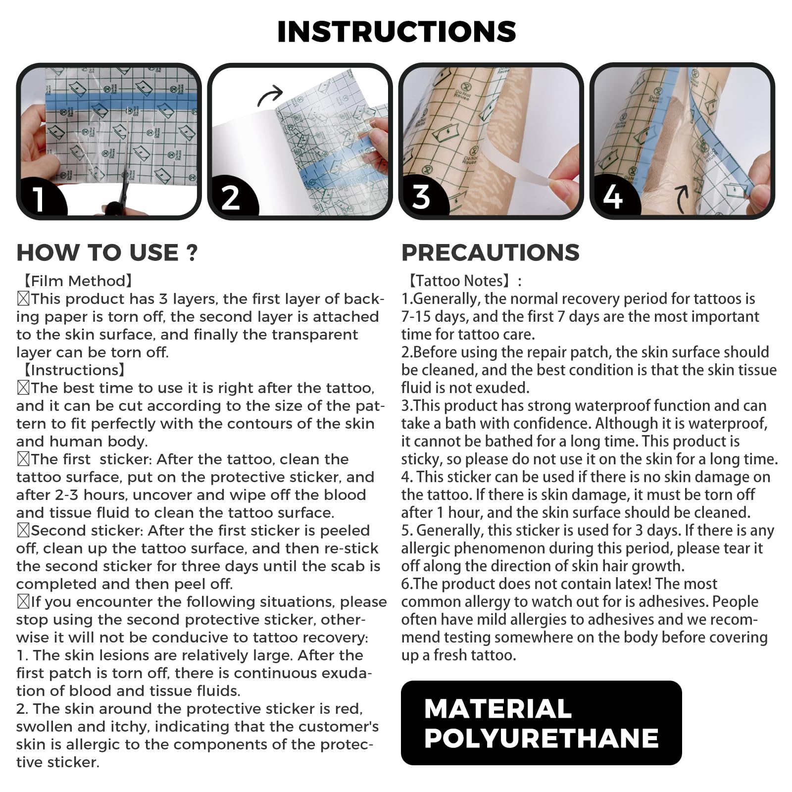 BFONS curita tatuaje impermeable, protege la tinta y reduce costras