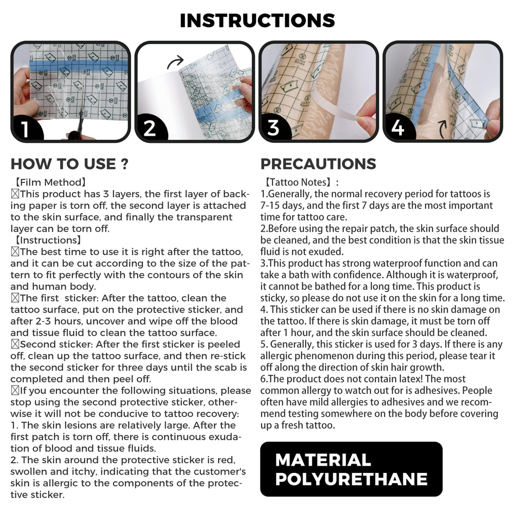 BFONS curita tatuaje impermeable, protege la tinta y reduce costras