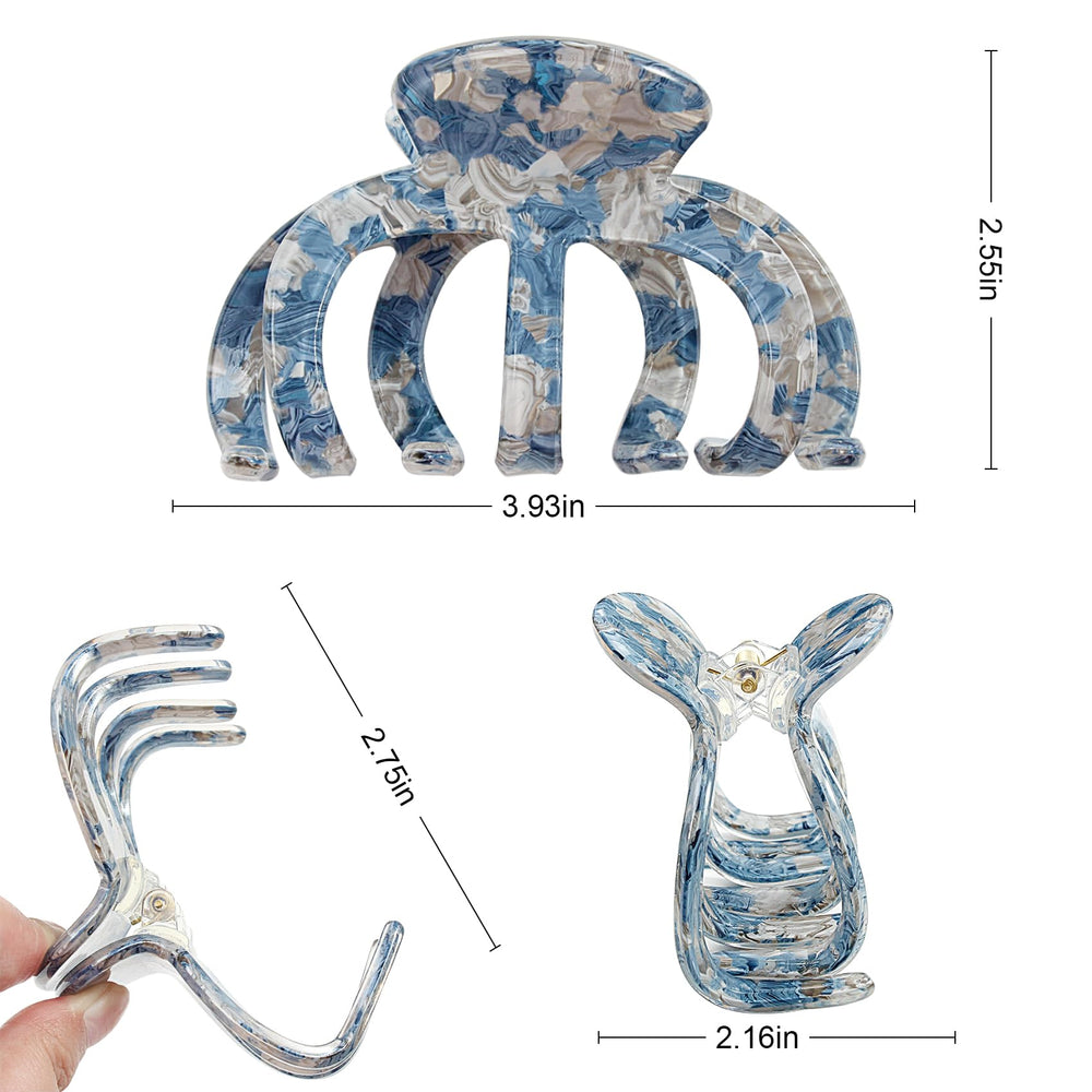 Bgffuy pinza pulpo grande azul, ideal para coletas y moños voluminosos sin resbalón.