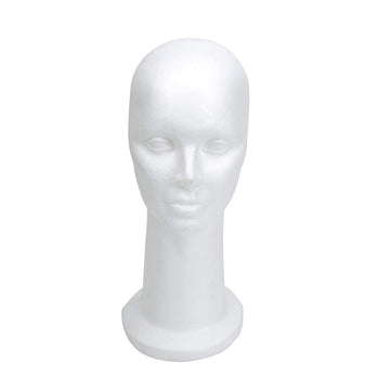 La cabeza maniquí de espuma blanca de BHD Beauty, frontal, ideal para peinar y exhibir pelucas.