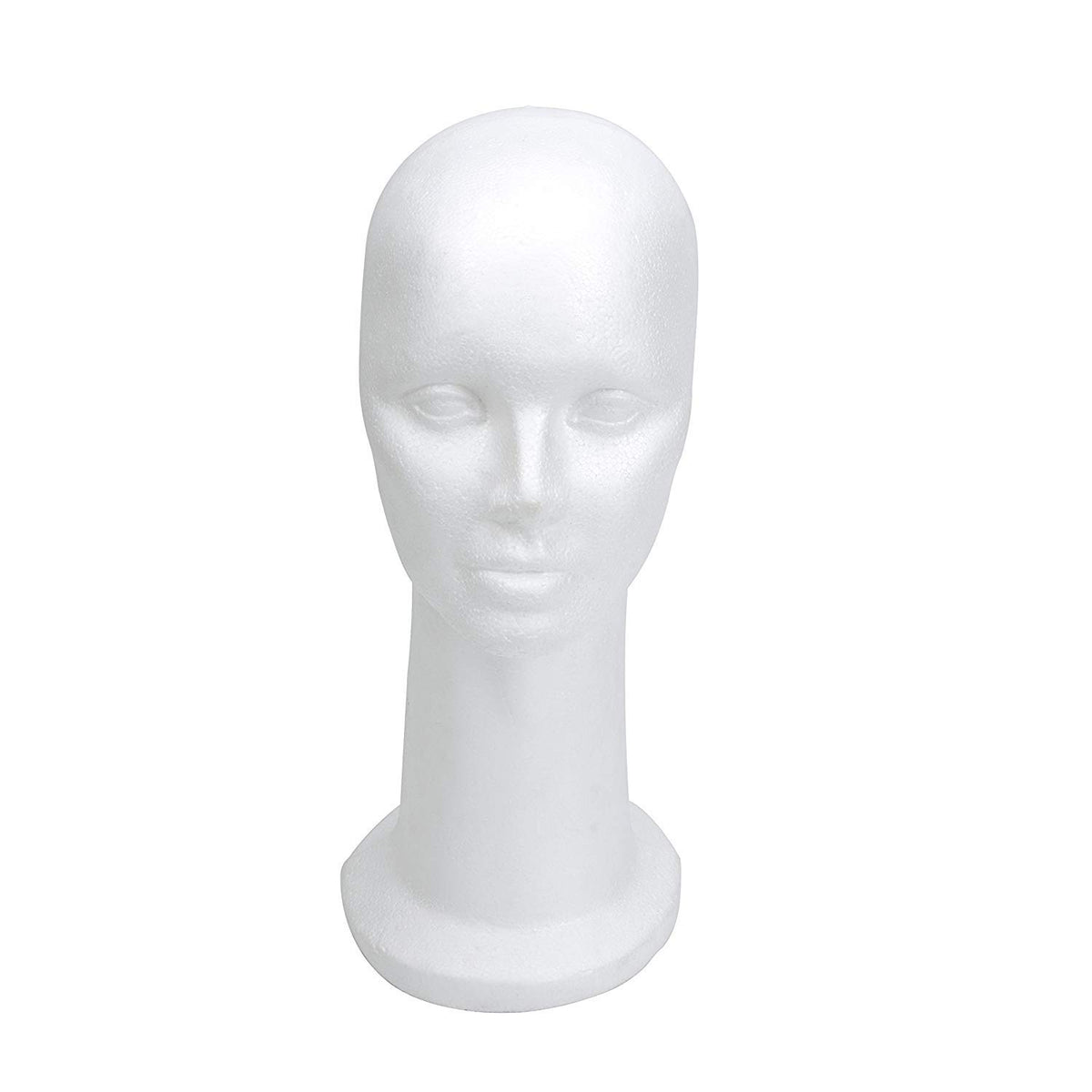 La cabeza maniquí de espuma blanca de BHD Beauty, frontal, ideal para peinar y exhibir pelucas.