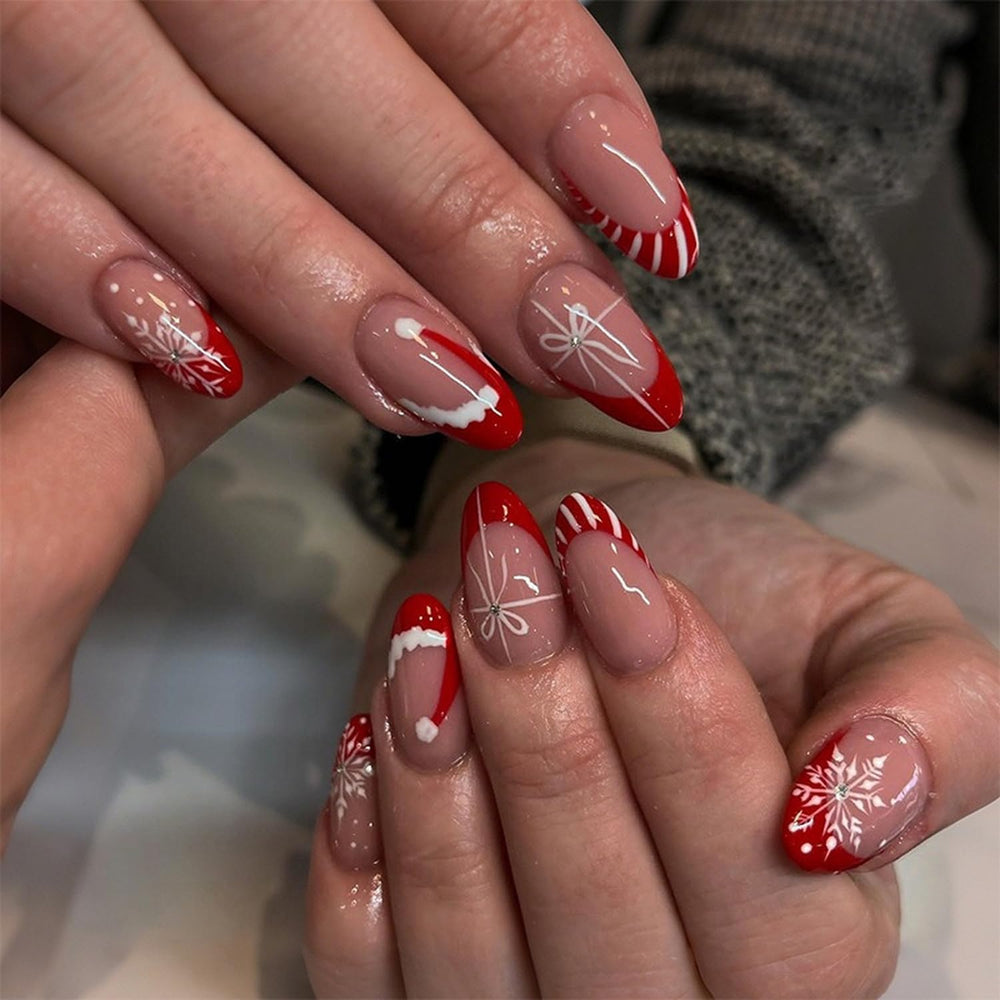 Uñas postizas BHOOKA con diseños navideños para estilo único.