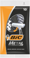 Rasuradora Bic Metal, mango largo, ideal para un agarre cómodo durante el afeitado.