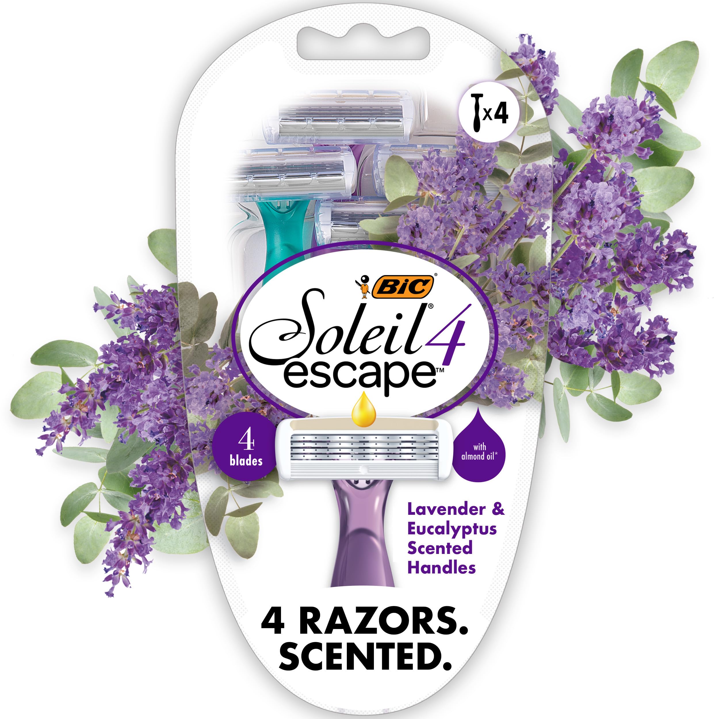 Rasuradora BIC Soleil 4 Escape con mango lavanda para afeitado suave