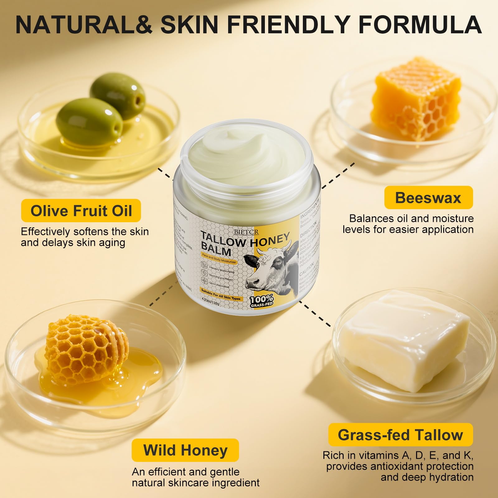 BiETCR Crema para rostro y cuerpo, textura ligera y rápida absorción.