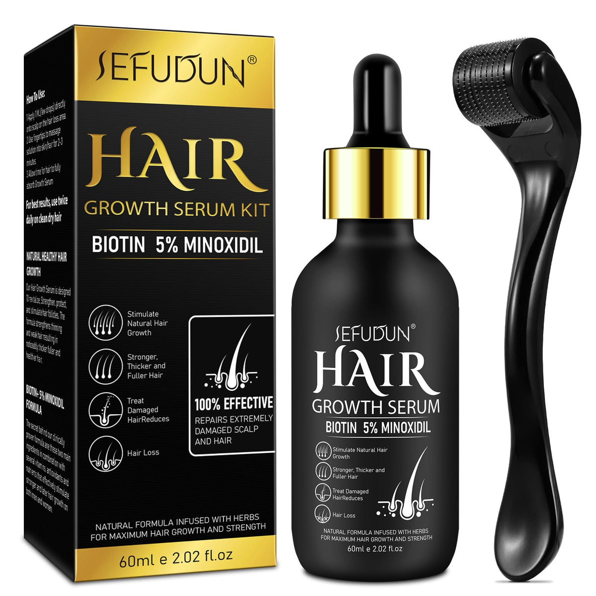 Bieyoc Minoxidil Sérum: bote cómodo para estimular el crecimiento capilar.