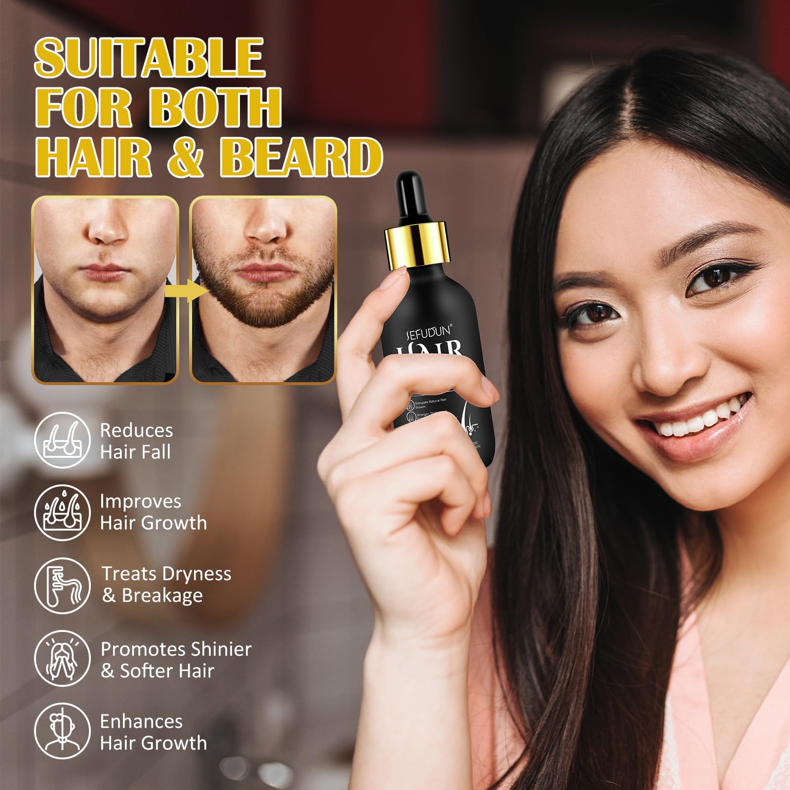 Bieyoc Minoxidil Sérum: crecimiento de cabello más visible y densidad.