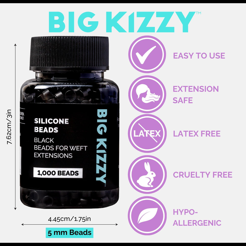 Perlas microlink con silicona negra de Big Kizzy, ajuste seguro