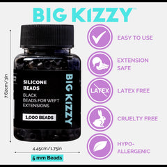 Perlas microlink con silicona negra de Big Kizzy, ajuste seguro