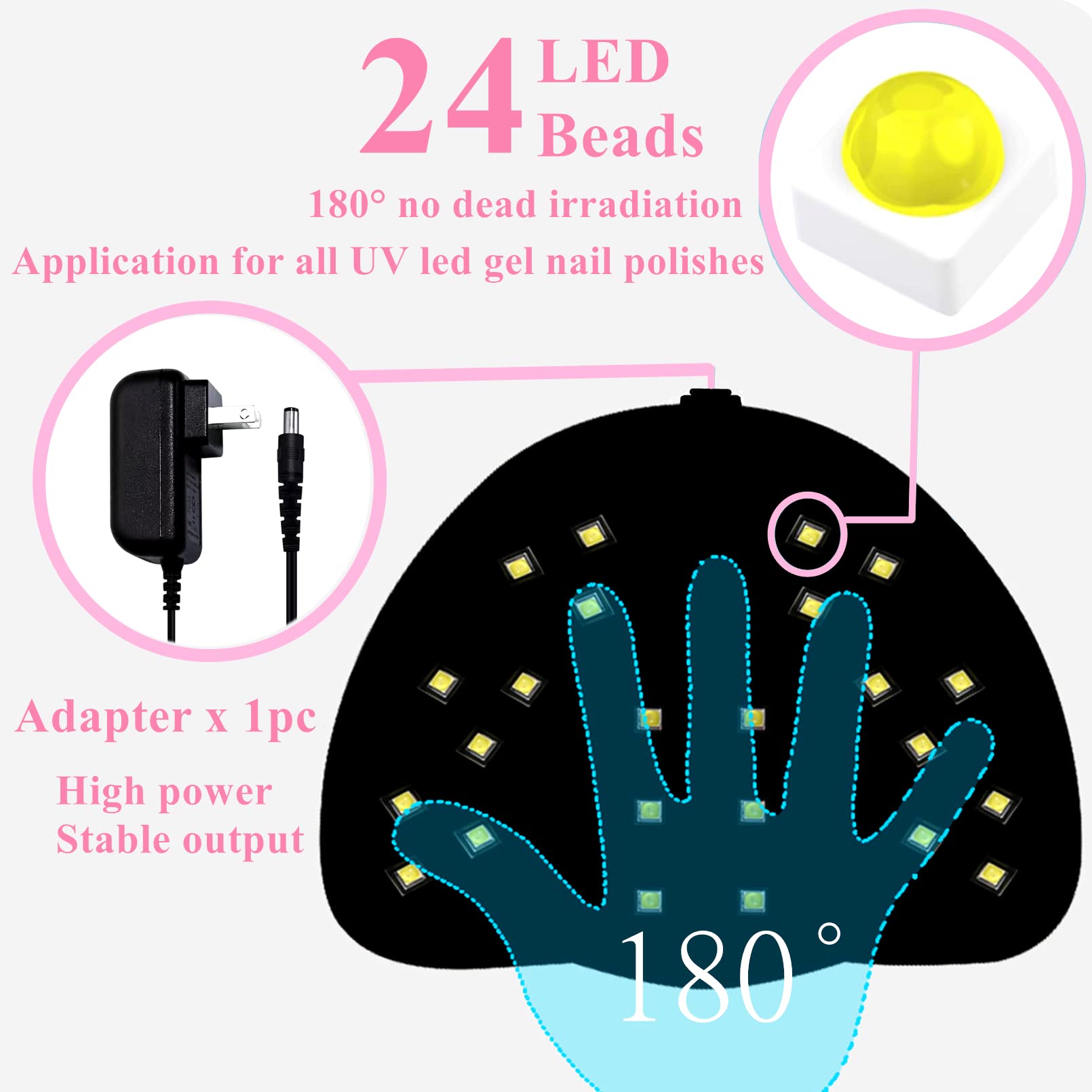 BIGBEAR UV lampara uñas 48W, sensor automatico y timer visibles para salon en casa.