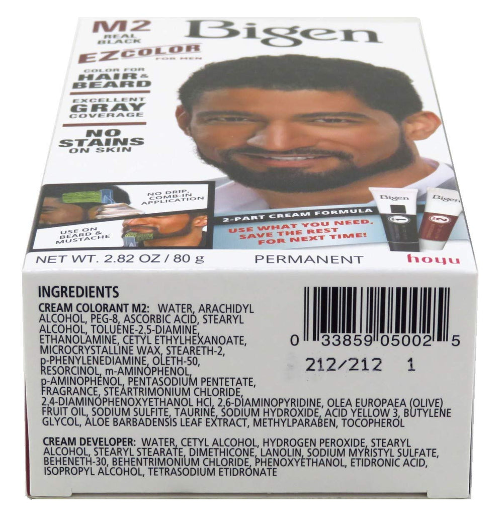 Bigen Ez Color M2 Negro Real sin amoníaco y bajo peróxido para uso seguro.