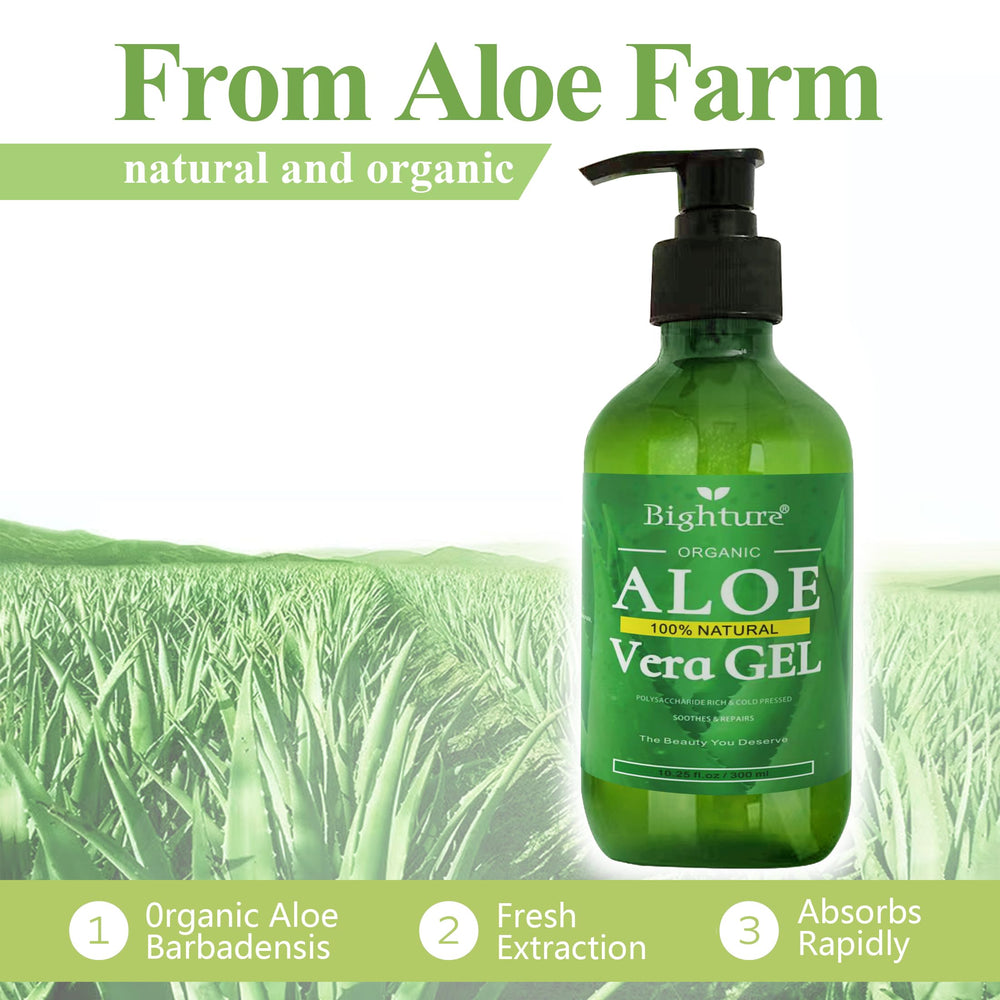 Gel de Aloe Vera BIGHTURE para piel, hidratación ligera para uso diario.