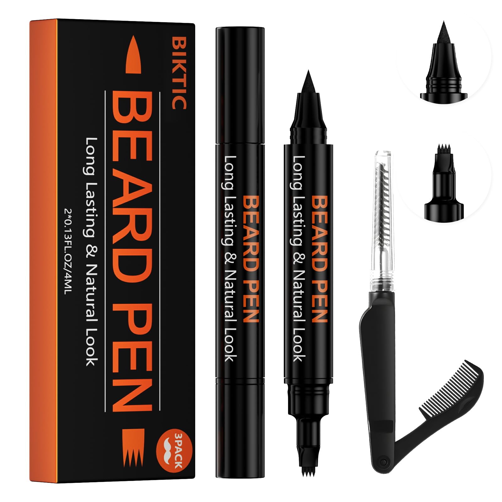 BIKTIC lápiz para barba con dos puntas para definir contornos con precisión.