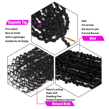 Bileaf Pasión Twist ganchillo natural, sin enredos y aspecto natural 10 pulgadas.