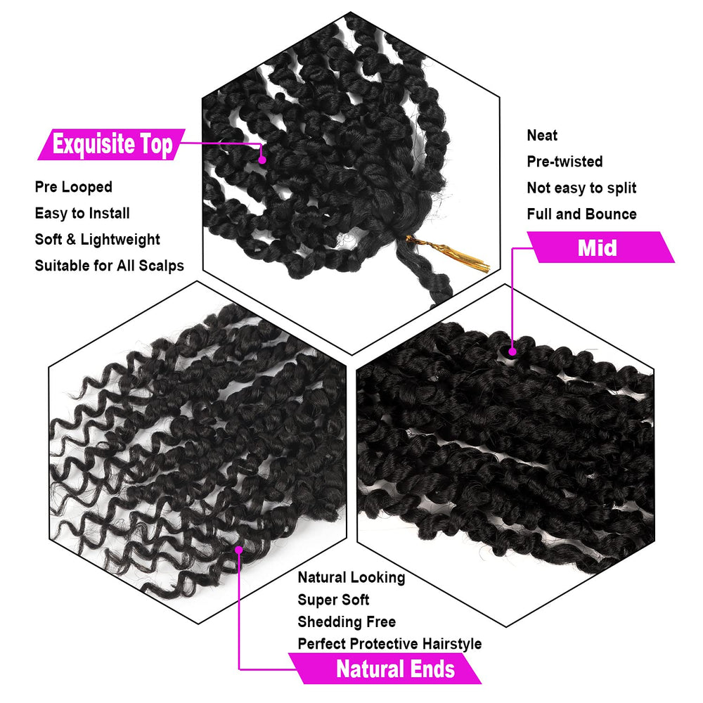 Bileaf Pasión Twist ganchillo natural, sin enredos y aspecto natural 10 pulgadas.