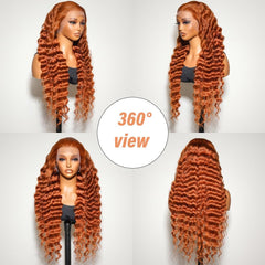 Bilisar peluca con encaje frontal transparente 13x6 en color naranja para mezcla suave