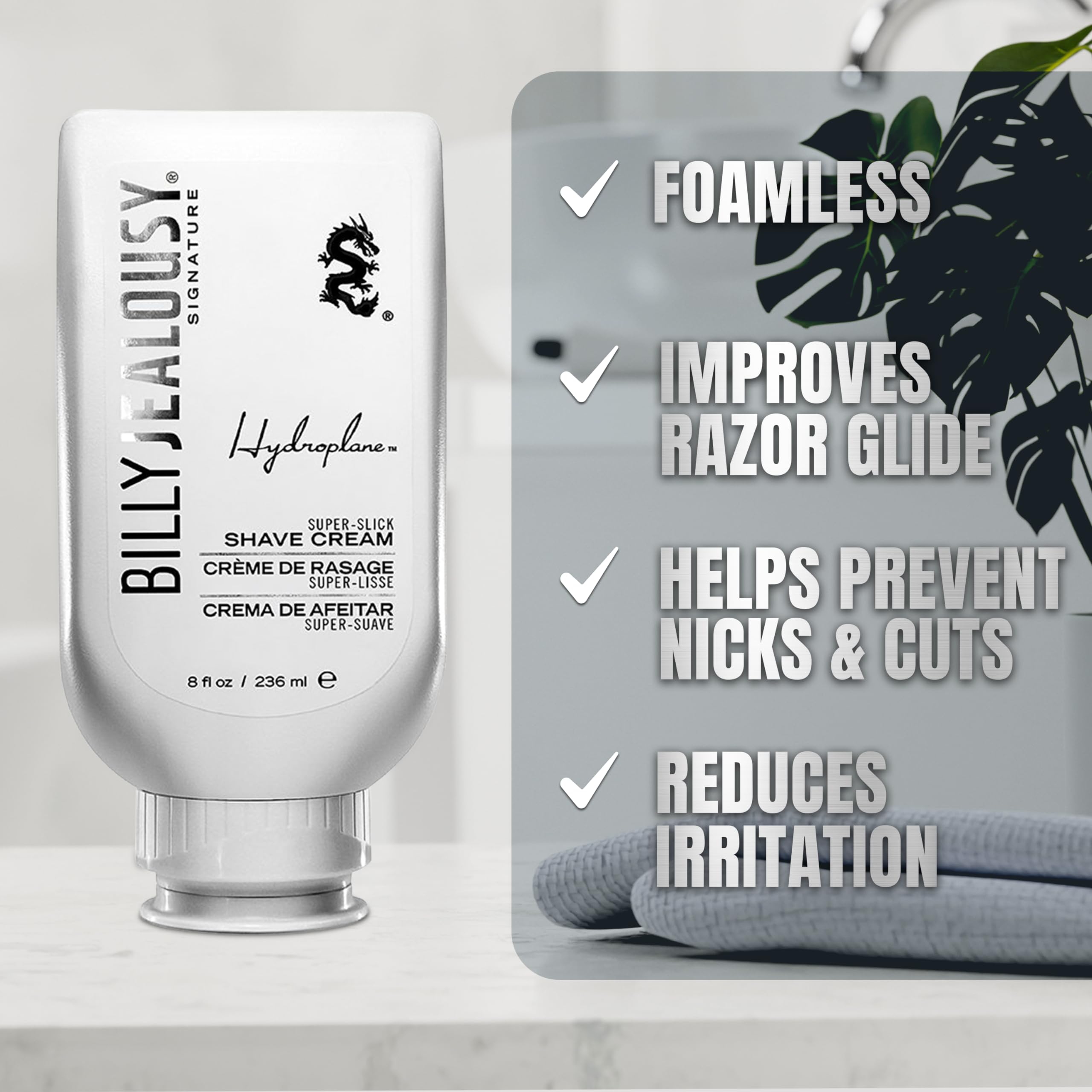 Afeitado cercano sin irritación con crema de Billy Jealousy.