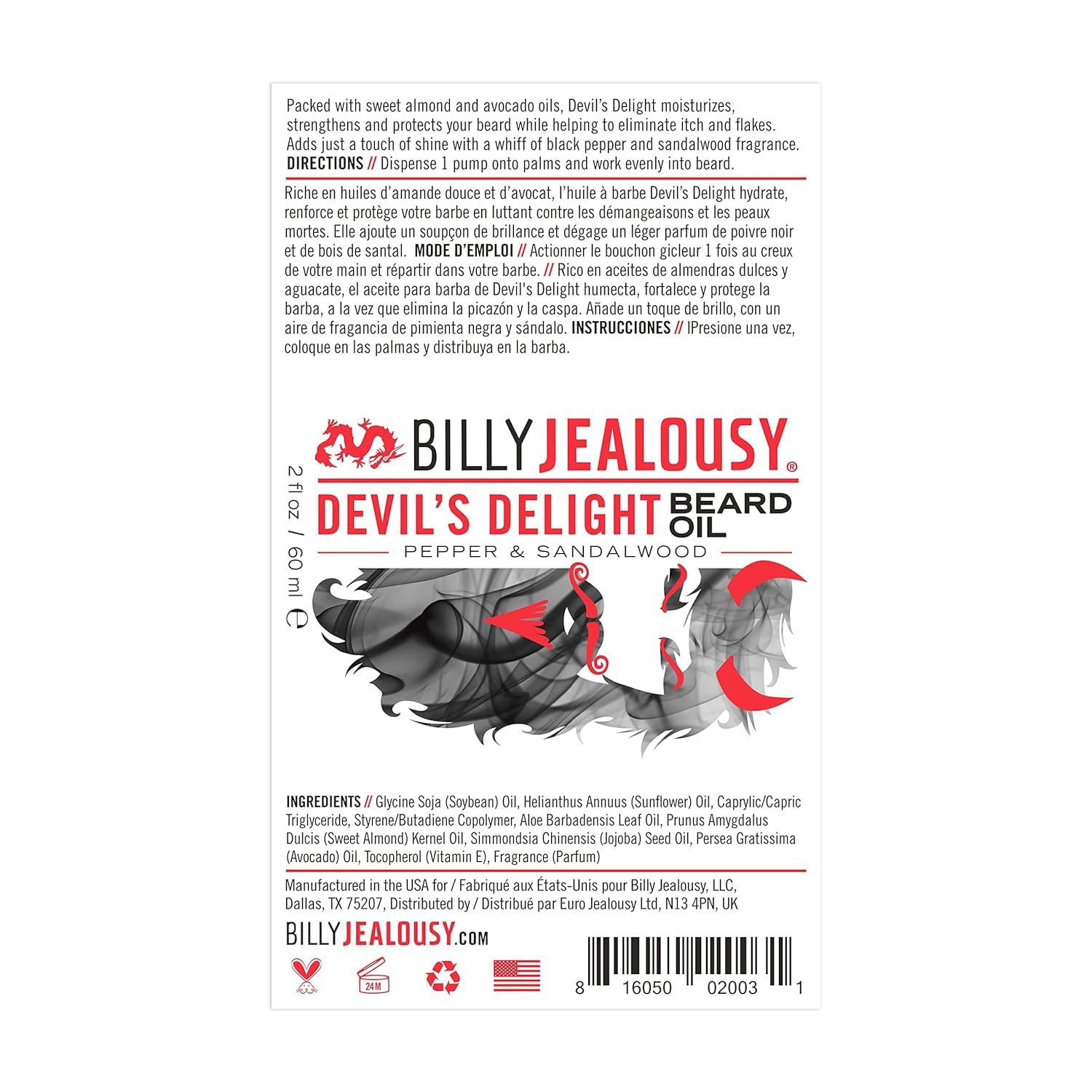 Billy Jealousy Devils Delight: brillo suave que realza la barba sin exceso.