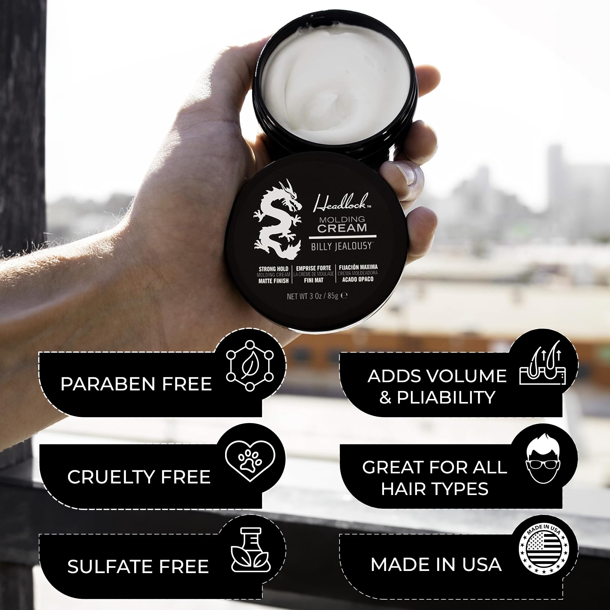 Headlock Billy Jealousy volumen suave para un look natural.